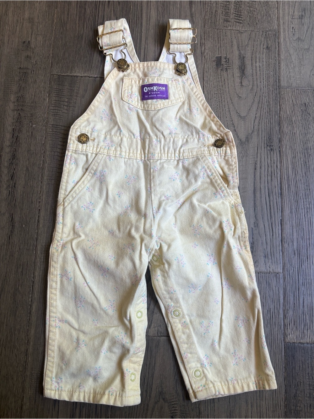 OshKosh B'gosh | Vintage 90’s Made in Canada Yellow Floral Overalls Vestbak 18M